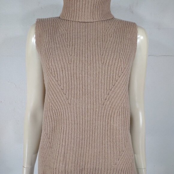 Madewell tan light brown 100% Merino Wool sleeveless turtleneck sweater Small - Picture 1 of 7